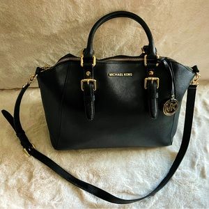 EUC - MK MICHAEL KORS - Ciara Medium Saffiano Leather Satchel, Black